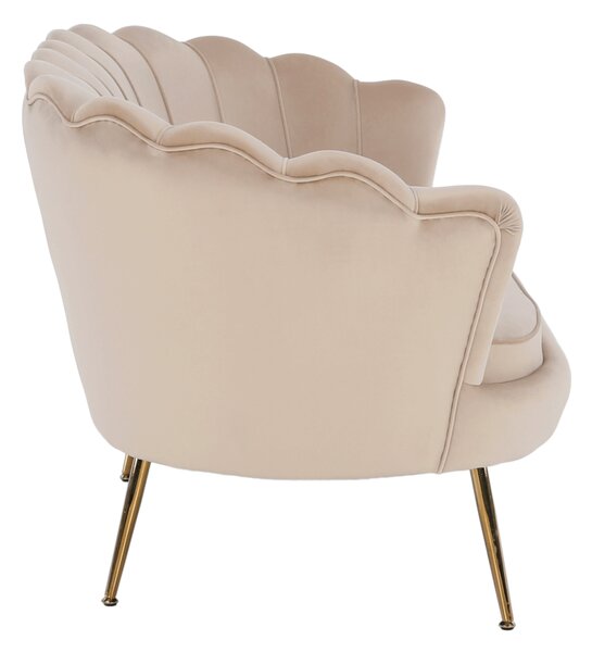 KONDELA Lavice ve stylu Art-deco, béžová Velvet látka / gold chrom-zlatý, NOBLIN