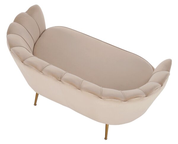 KONDELA Lavice ve stylu Art-deco, béžová Velvet látka / gold chrom-zlatý, NOBLIN