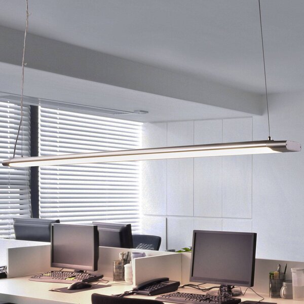 Arcchio Závěsné svítidlo Vinca LED, 120 cm, 3 450 lm, 4 000 K, Hliník / šedá / zinek, Pracovna / kancelář, Plast, Moderní