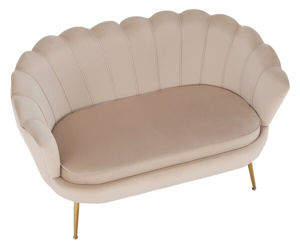 KONDELA Lavice ve stylu Art-deco, béžová Velvet látka / gold chrom-zlatý, NOBLIN