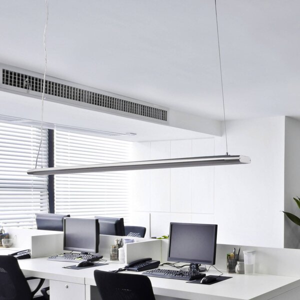 Arcchio Závěsné svítidlo Vinca LED, 120 cm, 3 450 lm, 4 000 K, Hliník / šedá / zinek, Pracovna / kancelář, Plast, Moderní