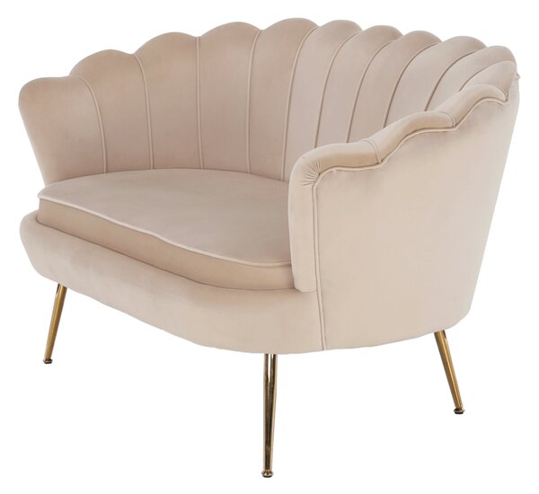 KONDELA Lavice ve stylu Art-deco, béžová Velvet látka / gold chrom-zlatý, NOBLIN