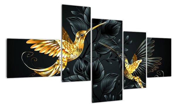 Obraz - zlatí ptáci (150x85cm)