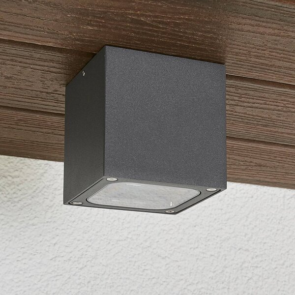 Lucande LED stropní svítidlo Tanea, 10x10 cm, tmavě šedé, IP54, Hliník / šedá / zinek, Hliník, Moderní