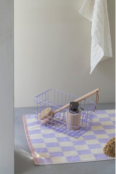 Světle žluto-fialová koupelnová předložka z bio bavlny 50x80 cm Retro – Mette Ditmer Denmark