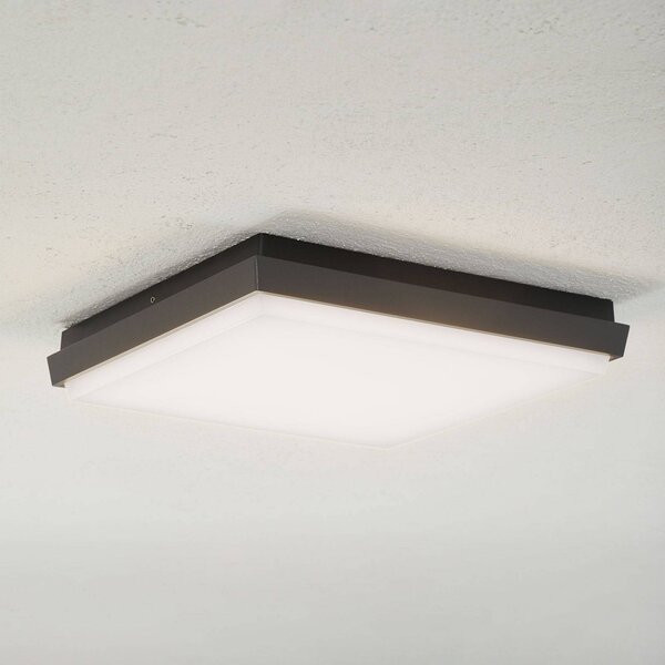 Lucande Venkovní stropní svítidlo LED Amra, 30 cm, hranaté, antracitová barva, Černá, Plast, Moderní, Nástěnné svítidlo