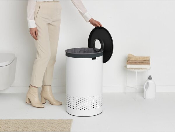 Bílý kovový koš na prádlo 60 l – Brabantia
