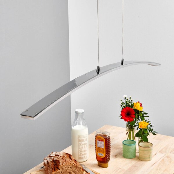 Lucande Závěsné svítidlo LED Lorian, 99 cm, chrom, kov, Chrom / stříbro, Obývací pokoj / jídelna, Hliník, Moderní