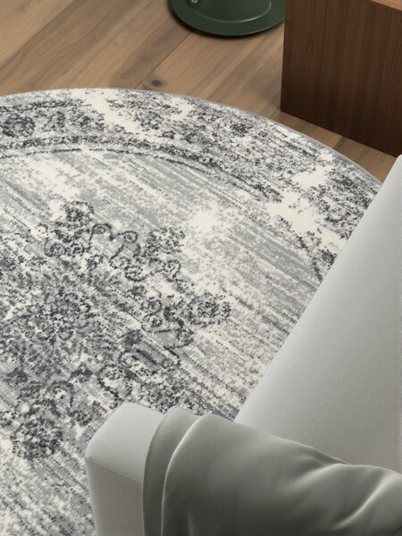 Hanse Home, Kusový koberec Gloria Lydia 106254 Creme Grey kruh, 120x120 (průměr) kruh, šedá, chodba / předsíň