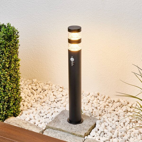Lindby LED osvětlení cesty Lanea, 60 cm, černé, senzor, IP44, Černá, Nerezová ocel, Moderní