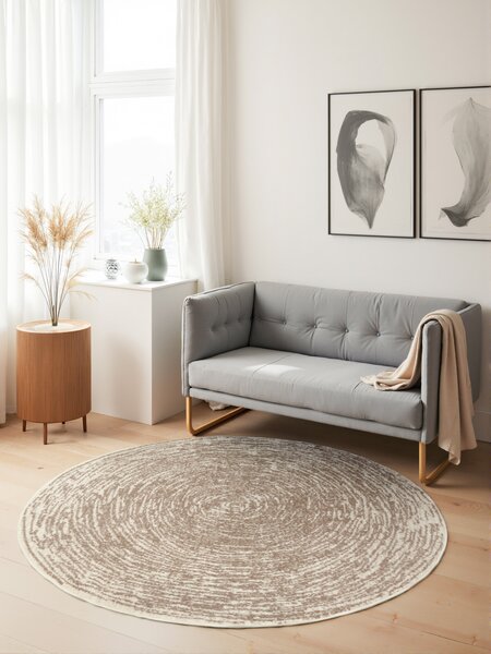 Hanse Home, Kusový koberec Gloria Cavallo 106258 Creme Beige kruh, 120x120 (průměr) kruh, béžová, chodba / předsíň
