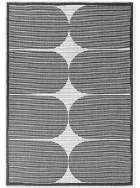 NORTHRUGS, Kusový koberec Duet Bowen 106244 Black/White - na ven i na doma, 120x170, černobílá, chodba / předsíň