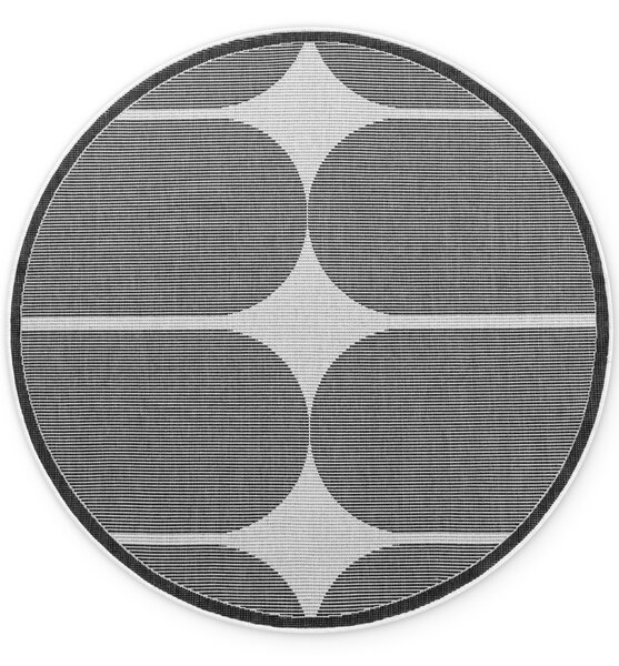 NORTHRUGS, Kusový koberec Duet Bowen 106244 Black/White kruh - na ven i na doma, 160x160 (průměr) kruh, černobílá, chodba / předsíň