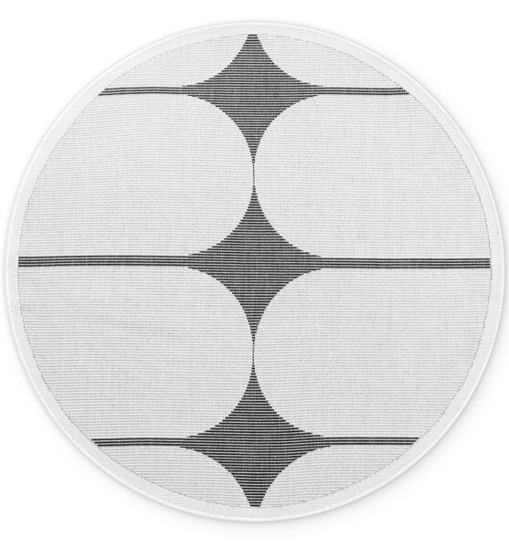 NORTHRUGS, Kusový koberec Duet Bowen 106244 Black/White kruh - na ven i na doma, 160x160 (průměr) kruh, černobílá, chodba / předsíň