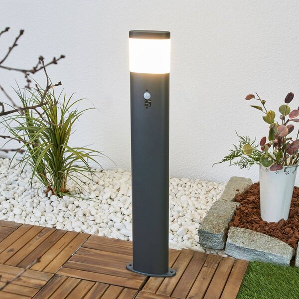 Lindby LED osvětlení cesty Obri, 80 cm, antracitová, senzor, Černá, Nerezová ocel, Moderní