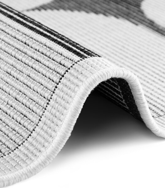NORTHRUGS, Kusový koberec Duet Bowen 106244 Black/White kruh - na ven i na doma, 160x160 (průměr) kruh, černobílá, chodba / předsíň