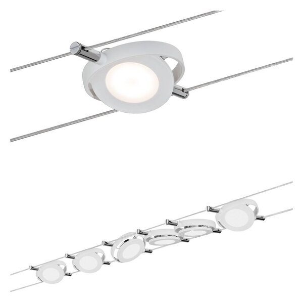 Paulmann RoundMac LED lankový systém, 6x, Chrom / stříbro, Obývací pokoj / jídelna, kov, Moderní