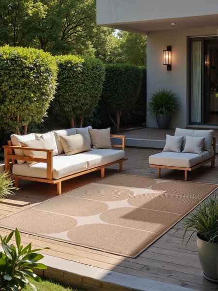 NORTHRUGS, Kusový koberec Duet Bowen 106245 Beige/White - na ven i na doma, 120x170, béžová, chodba / předsíň