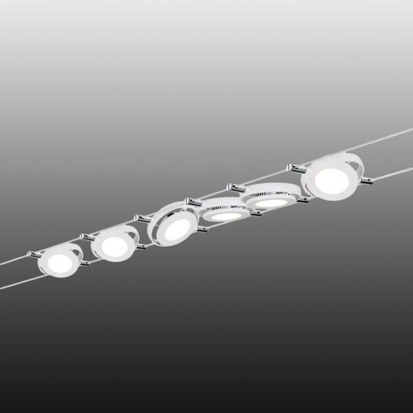 Paulmann RoundMac LED lankový systém, 6x, Chrom / stříbro, Obývací pokoj / jídelna, kov, Moderní