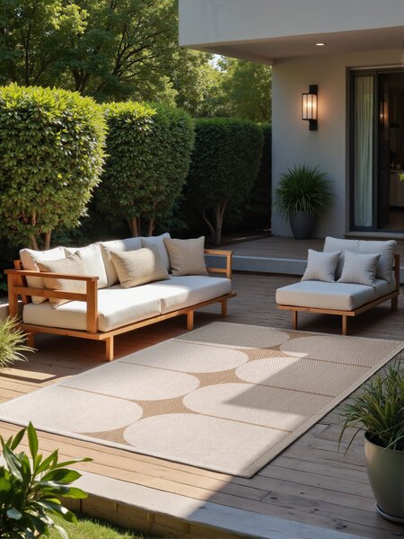 NORTHRUGS, Kusový koberec Duet Bowen 106245 Beige/White - na ven i na doma, 120x170, béžová, chodba / předsíň