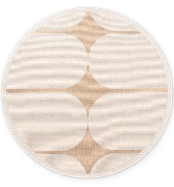 NORTHRUGS, Kusový koberec Duet Bowen 106245 Beige/White kruh - na ven i na doma, 160x160 (průměr) kruh, béžová, chodba / předsíň