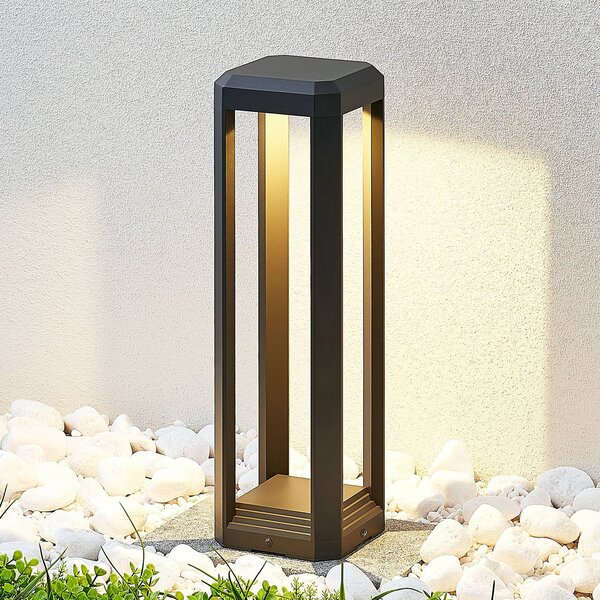 Lucande LED stojací lampa Fery, antracit, kov, 50 cm, IP65, Černá, Hliník, Moderní