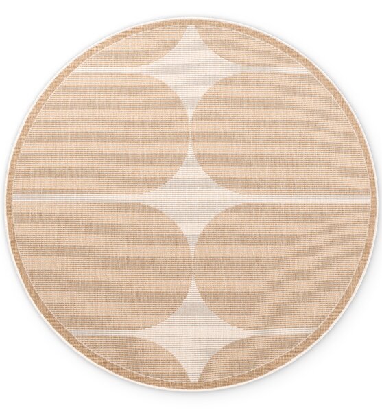 NORTHRUGS, Kusový koberec Duet Bowen 106245 Beige/White kruh - na ven i na doma, 160x160 (průměr) kruh, béžová, chodba / předsíň