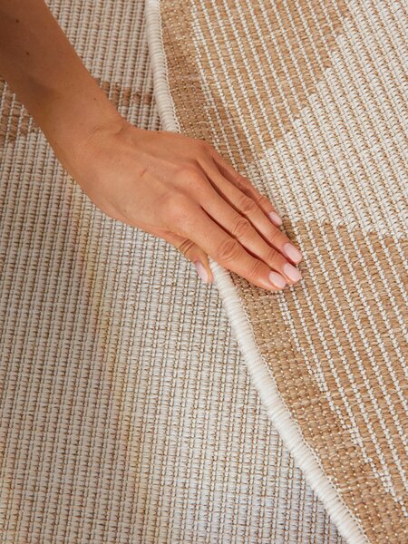 NORTHRUGS, Kusový koberec Duet Bowen 106245 Beige/White kruh - na ven i na doma, 160x160 (průměr) kruh, béžová, chodba / předsíň