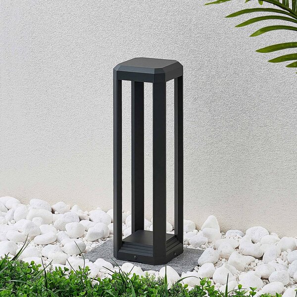 Lucande LED stojací lampa Fery, antracit, kov, 50 cm, IP65, Černá, Hliník, Moderní