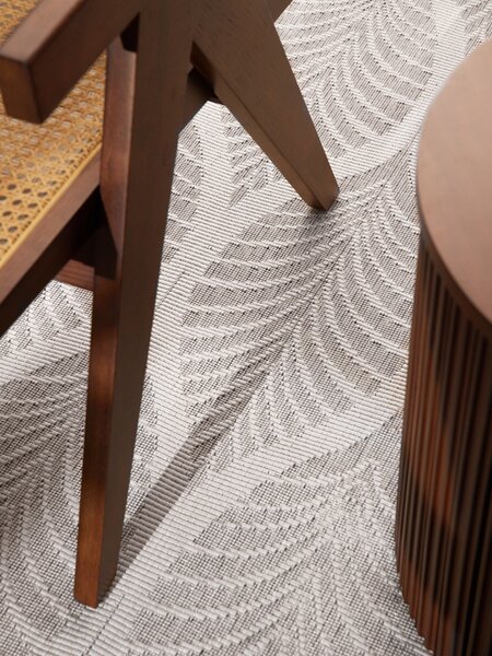NORTHRUGS, Kusový koberec Duet Liora 106246 White/Gray kruh - na ven i na doma, 160x160 (průměr) kruh, šedá, chodba / předsíň