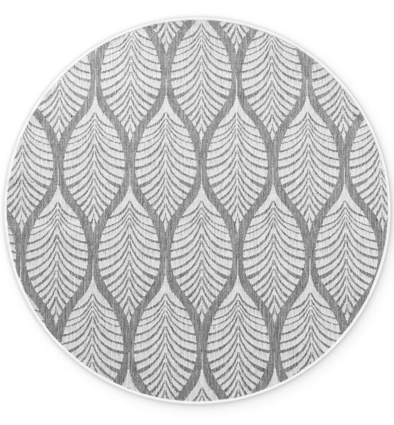 NORTHRUGS, Kusový koberec Duet Liora 106246 White/Gray kruh - na ven i na doma, 160x160 (průměr) kruh, šedá, chodba / předsíň