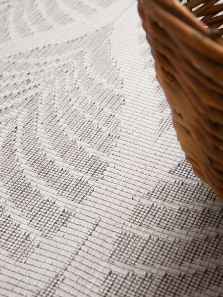 NORTHRUGS, Kusový koberec Duet Liora 106246 White/Gray kruh - na ven i na doma, 160x160 (průměr) kruh, šedá, chodba / předsíň