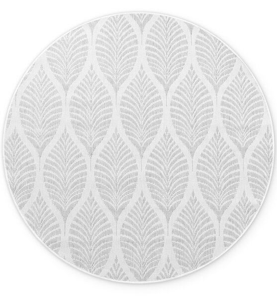 NORTHRUGS, Kusový koberec Duet Liora 106246 White/Gray kruh - na ven i na doma, 160x160 (průměr) kruh, šedá, chodba / předsíň