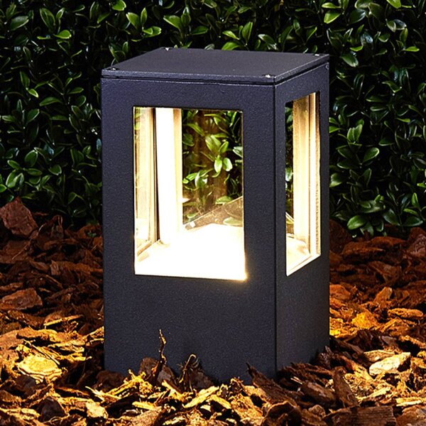 Lucande LED podstavné svítidlo Nicola, 20 cm, antracit, IP54, Černá, Hliník, Moderní
