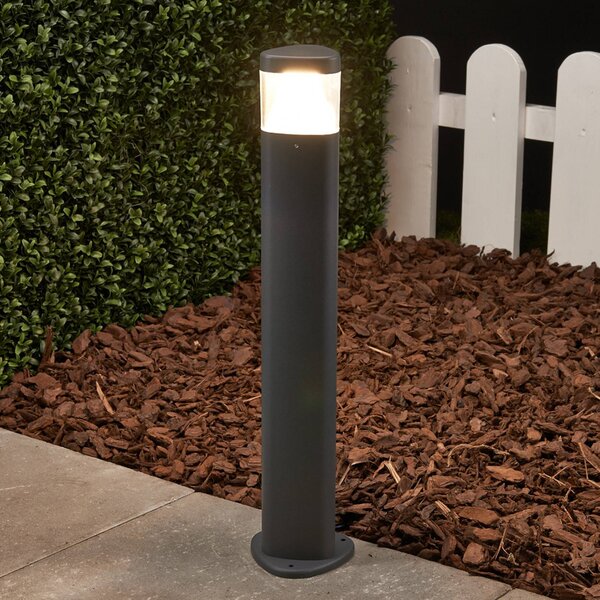 Lucande LED podlahová lampa Milou, výška 50 cm, antracitová, hliník, Černá, Hliník, Moderní