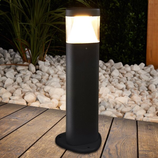 Lucande LED podstavné svítidlo Milou, výška 30 cm, antracit, hliník, Černá, Hliník, Moderní