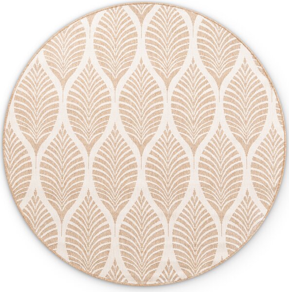 NORTHRUGS, Kusový koberec Duet Liora 106247 Beige/White kruh - na ven i na doma, 160x160 (průměr) kruh, béžová, chodba / předsíň
