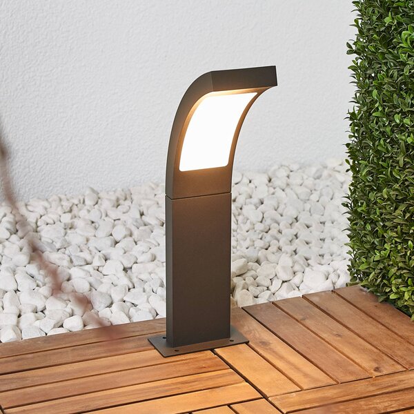 Lucande LED podstavné svítidlo Juvia, 40 cm, antracit, IP54, Černá, Hliník, Moderní