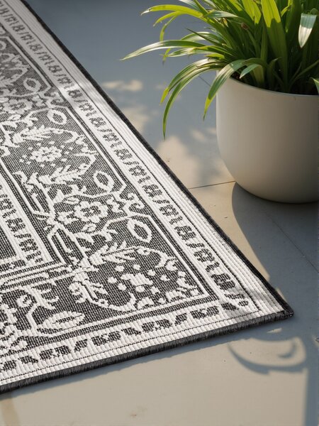 NORTHRUGS, Kusový koberec Duet Kona 106248 Black/White - na ven i na doma, 120x170, černobílá, chodba / předsíň