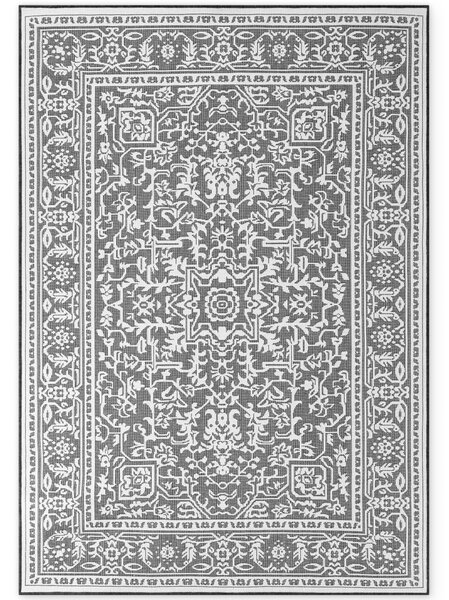 NORTHRUGS, Kusový koberec Duet Kona 106248 Black/White - na ven i na doma, 120x170, černobílá, chodba / předsíň