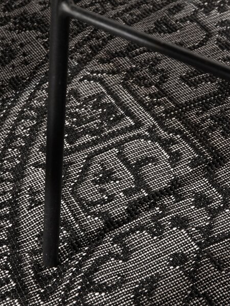 NORTHRUGS, Kusový koberec Duet Kona 106248 Black/White kruh - na ven i na doma, 160x160 (průměr) kruh, černobílá, chodba / předsíň