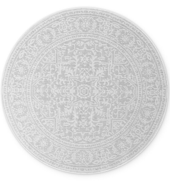 NORTHRUGS, Kusový koberec Duet Kona 106249 White/Gray kruh - na ven i na doma, 160x160 (průměr) kruh, šedá, chodba / předsíň