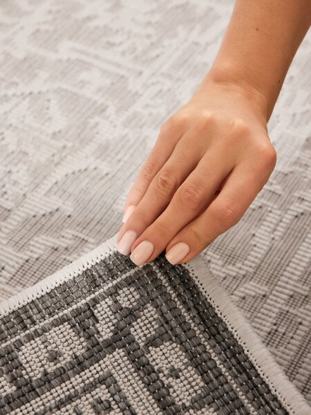 NORTHRUGS, Kusový koberec Duet Kona 106249 White/Gray - na ven i na doma, 120x170, šedá, chodba / předsíň