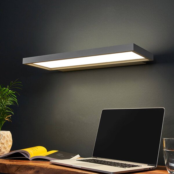 Arcchio LED nástěnné světlo Rick, šedá, univerzální bílá, stmívatelný, Hliník / šedá / zinek, Pracovna / kancelář, Plast, Moderní