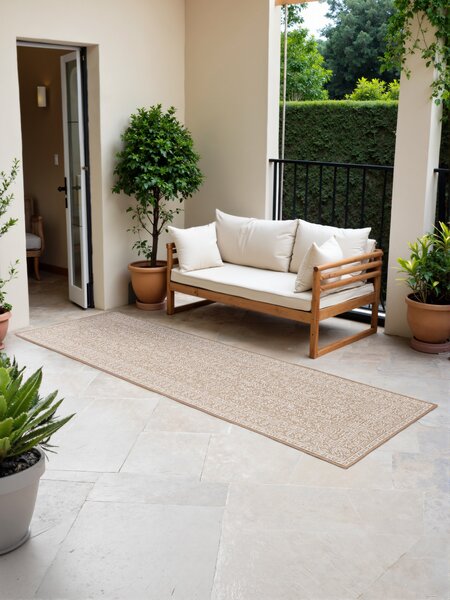 NORTHRUGS, Běhoun Duet Kona 106250 Beige/White - na ven i na doma, 80x250, béžová, chodba / předsíň
