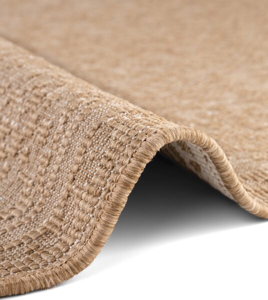 NORTHRUGS, Kusový koberec Duet Kona 106250 Beige/White kruh - na ven i na doma, 160x160 (průměr) kruh, béžová, chodba / předsíň
