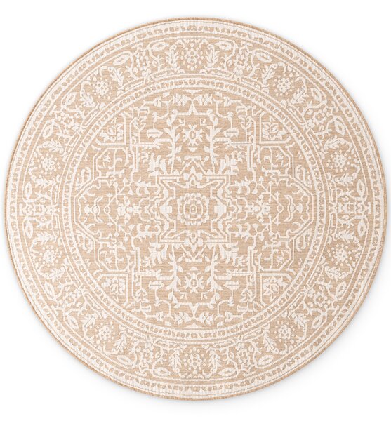 NORTHRUGS, Kusový koberec Duet Kona 106250 Beige/White kruh - na ven i na doma, 160x160 (průměr) kruh, béžová, chodba / předsíň