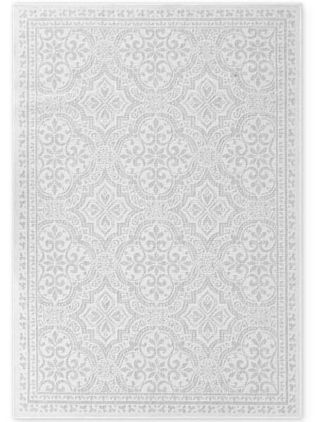 NORTHRUGS, Kusový koberec Duet Rosel 106251 White/Gray - na ven i na doma, 120x170, šedá, chodba / předsíň