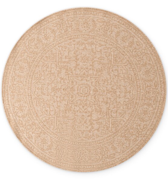 NORTHRUGS, Kusový koberec Duet Kona 106250 Beige/White kruh - na ven i na doma, 160x160 (průměr) kruh, béžová, chodba / předsíň