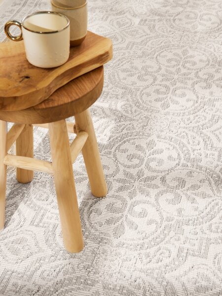 NORTHRUGS, Kusový koberec Duet Rosel 106251 White/Gray - na ven i na doma, 120x170, šedá, chodba / předsíň